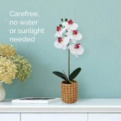 MIKASA 16 Inch Faux Orchid In Tan Pot, White And Pink -Tableware Shop 16 inch faux orchid in tan pot white and pink 5293732 2