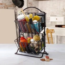 2 Tier Stripe Hanging Storage Basket -Tableware Shop 2 tier stripe hanging storage basket 5267980 3