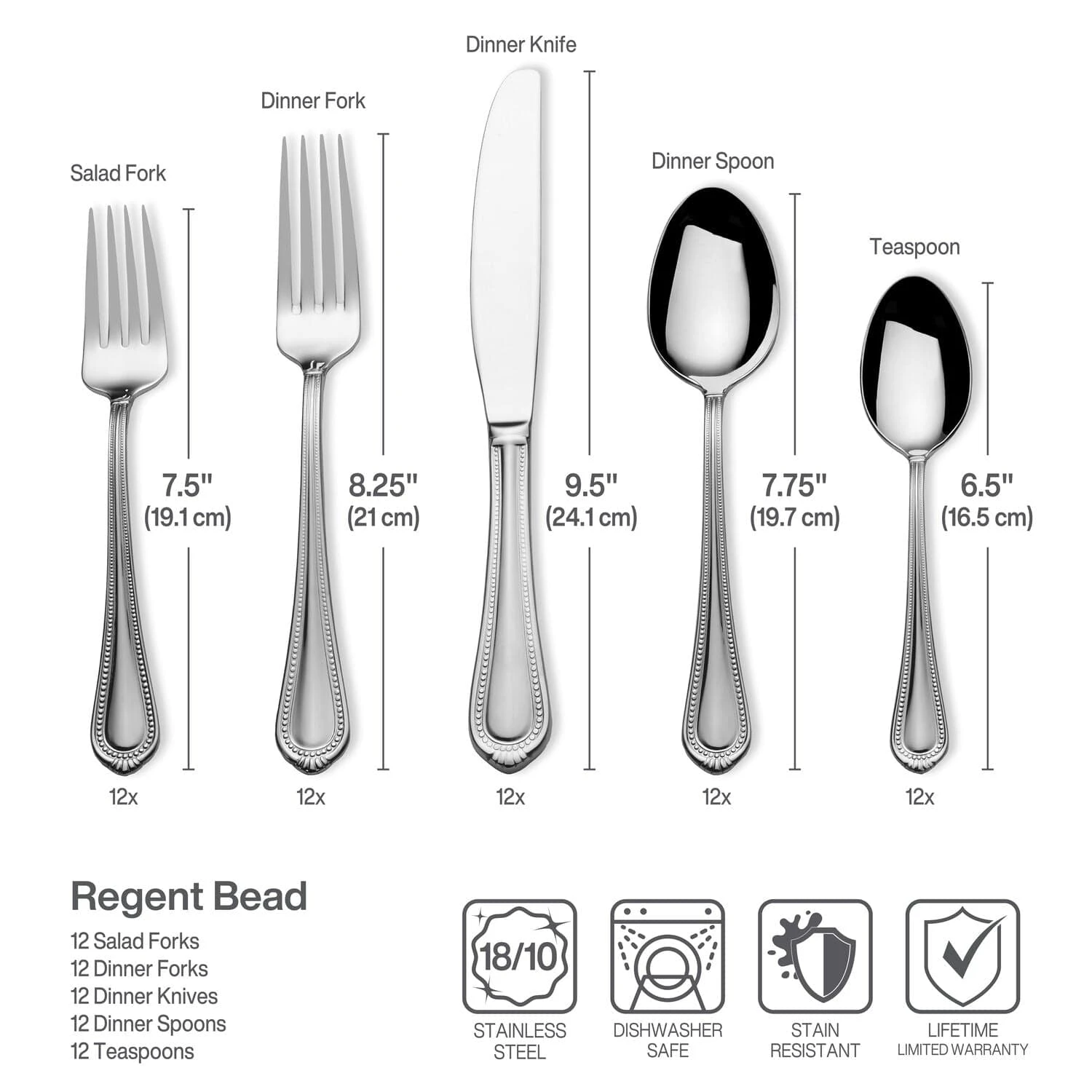 MIKASA Regent Bead 65 Piece Flatware Set, Service For 12 8 MIKASA Regent Bead 65 Piece Flatware Set, Service For 12 - Image 6