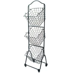 Rio 3 Tiered Standing Storage Baskets With Wheels -Tableware Shop 5268269 360 2