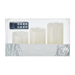 MIKASA Flameless Set Of 3 Melted Edge Pillar LED Candles With Remote -Tableware Shop Flameless Set of 3 Melted Edge Pillar LED Candles with Remote 5277338 9