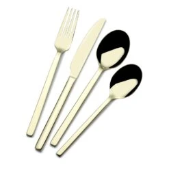 Paros Champagne Forged 16 Piece Flatware Set, Service For 4