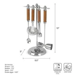 MIKASA Faux Leather Stitched 5 Piece Bar Tool Set -Tableware Shop Leather Stitched 5 Piece Bar Tool Set 5301647 3