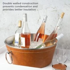 MIKASA Faux Leather Stitched Beverage Tub -Tableware Shop Leather Stitched Beverage Tub 5301646 5