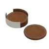 MIKASA Faux Leather Stitched Coaster Set -Tableware Shop Leather Stitched Coaster Set 5301644 1