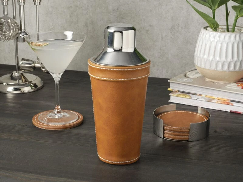 MIKASA Faux Leather Stitched Cocktail Shaker 5 MIKASA Faux Leather Stitched Cocktail Shaker - Image 3