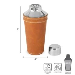 MIKASA Faux Leather Stitched Cocktail Shaker 10 MIKASA Faux Leather Stitched Cocktail Shaker -Tableware Shop Leather Stitched Cocktail Shaker 5301645 3