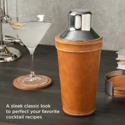 MIKASA Faux Leather Stitched Cocktail Shaker 8 MIKASA Faux Leather Stitched Cocktail Shaker -Tableware Shop Leather Stitched Cocktail Shaker 5301645 4