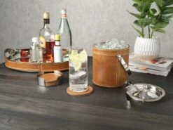 MIKASA Faux Leather Stitched Ice Bucket With Tongs -Tableware Shop Leather Stitched Ice Bucket with Tongs 5301642 2