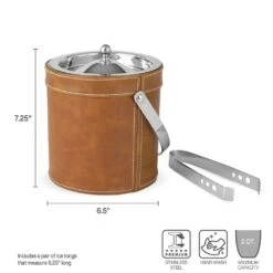 MIKASA Faux Leather Stitched Ice Bucket With Tongs -Tableware Shop Leather Stitched Ice Bucket with Tongs 5301642 3