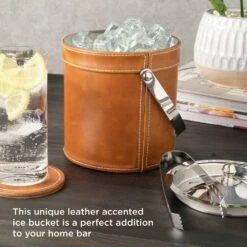 MIKASA Faux Leather Stitched Ice Bucket With Tongs -Tableware Shop Leather Stitched Ice Bucket with Tongs 5301642 4