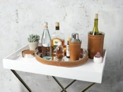 MIKASA Faux Leather Stitched Oval Serving Bar Tray -Tableware Shop Leather Stitched Oval Serving Bar Tray 5301648 2