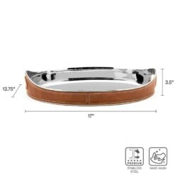 MIKASA Faux Leather Stitched Oval Serving Bar Tray -Tableware Shop Leather Stitched Oval Serving Bar Tray 5301648 3