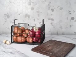 Madam Grid Stacking And Nesting Basket With Mango Wood Lid -Tableware Shop Madam Grid Stacking and Nesting Basket With Mango Wood Lid 5312719 3