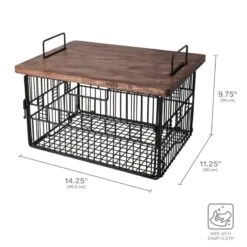 Madam Grid Stacking And Nesting Basket With Mango Wood Lid -Tableware Shop Madam Grid Stacking and Nesting Basket With Mango Wood Lid 5312719 4