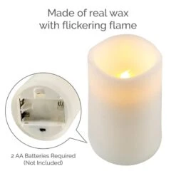 MIKASA Flameless Set Of 5 Wave Pillar LED Candles With Remote -Tableware Shop Mikasa Set of 5 2 Wax Pillar LED Flameless Candles and Remote 5286025 9