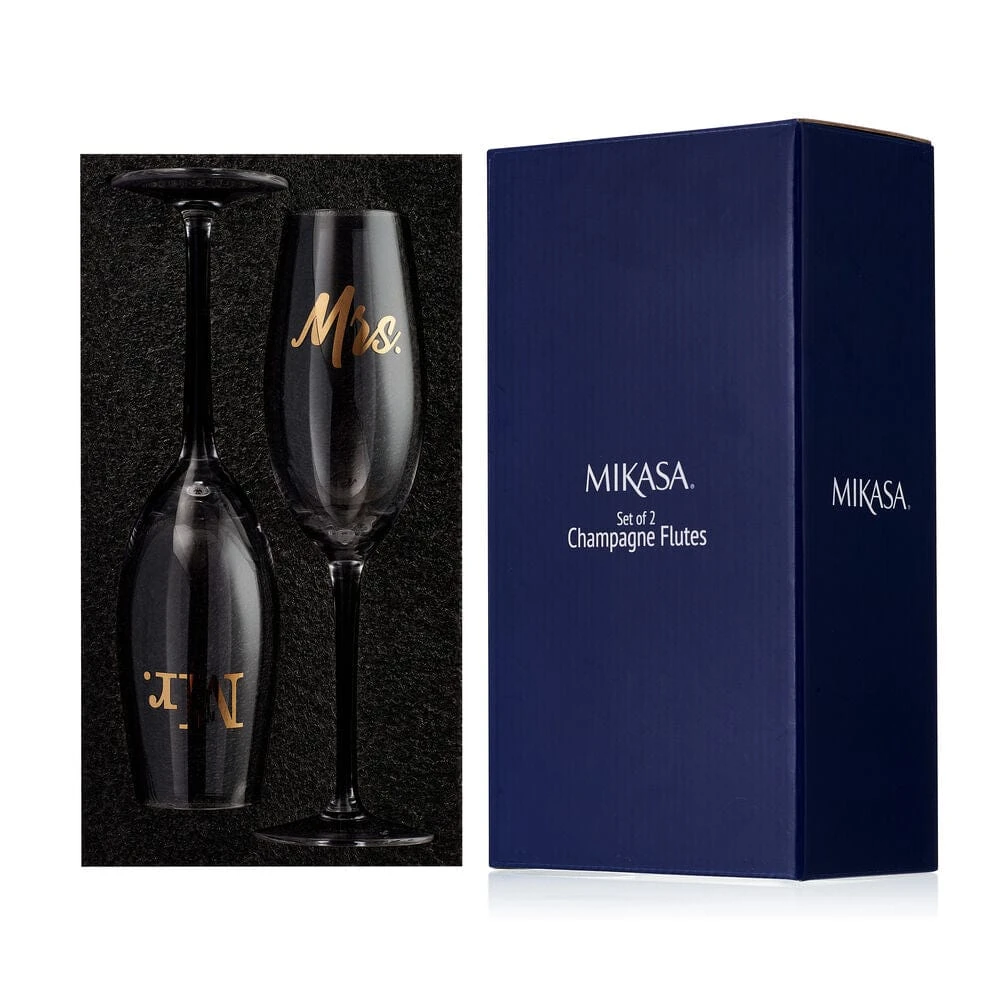 MIKASA Mr. And Mrs. Set Of 2 Champagne Toasting Flute Glasses 9 MIKASA Mr. And Mrs. Set Of 2 Champagne Toasting Flute Glasses - Image 7