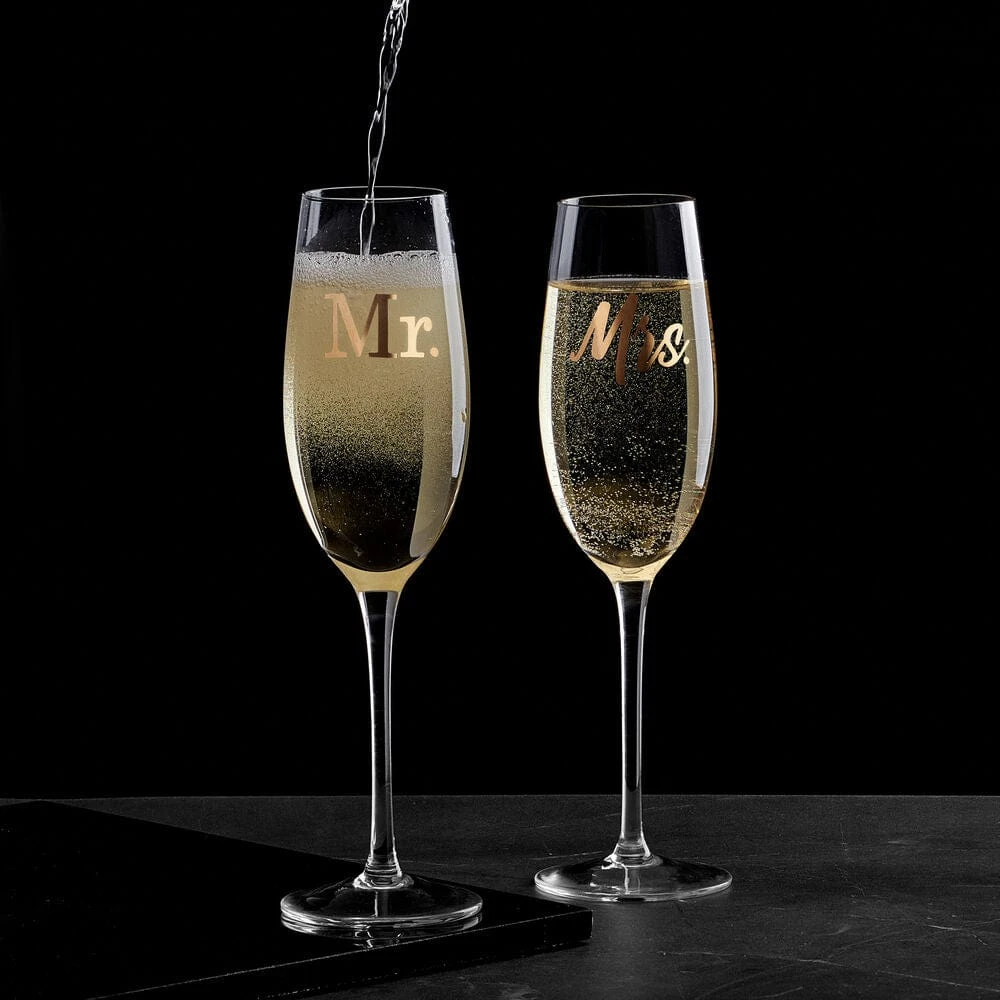 MIKASA Mr. And Mrs. Set Of 2 Champagne Toasting Flute Glasses 4 MIKASA Mr. And Mrs. Set Of 2 Champagne Toasting Flute Glasses - Image 2
