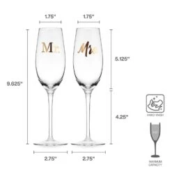MIKASA Mr. And Mrs. Set Of 2 Champagne Toasting Flute Glasses 13 MIKASA Mr. And Mrs. Set Of 2 Champagne Toasting Flute Glasses -Tableware Shop Mr. and Mrs. Set of 2 Gold Toasting Flutes 5312428 4