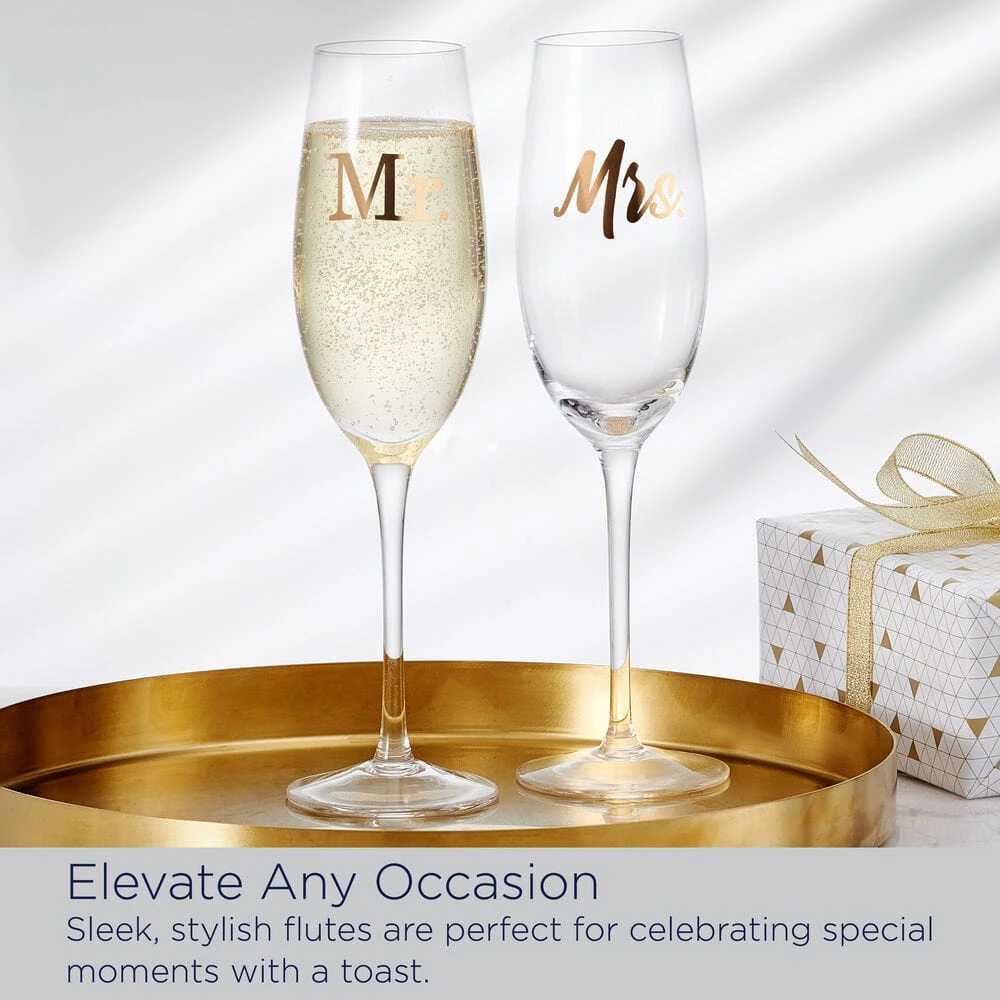 MIKASA Mr. And Mrs. Set Of 2 Champagne Toasting Flute Glasses 8 MIKASA Mr. And Mrs. Set Of 2 Champagne Toasting Flute Glasses - Image 6