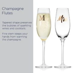 MIKASA Mr. And Mrs. Set Of 2 Champagne Toasting Flute Glasses 17 MIKASA Mr. And Mrs. Set Of 2 Champagne Toasting Flute Glasses -Tableware Shop Mr. and Mrs. Set of 2 Gold Toasting Flutes 5312428 7