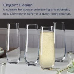 MIKASA Parker Set Of 4 Stemless Flute Glasses 15 MIKASA Parker Set Of 4 Stemless Flute Glasses -Tableware Shop Parker Set of 4 Stemless Flute Glasses 5312394 5