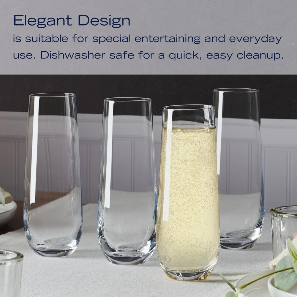 MIKASA Parker Set Of 4 Stemless Flute Glasses 7 MIKASA Parker Set Of 4 Stemless Flute Glasses - Image 5