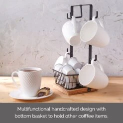 Stella Mug Tree With Storage Basket 15 Stella Mug Tree With Storage Basket -Tableware Shop Stella Mug Tree With Basket 5304325 6