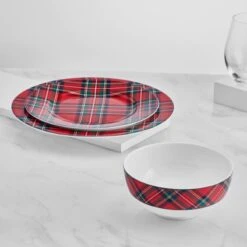 MIKASA Tartan Red Set Of 4 Dinner Plates -Tableware Shop Tartan Red Set of 4 Dinner Plates K45311236 2