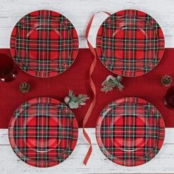 MIKASA Tartan Red Set Of 4 Dinner Plates -Tableware Shop Tartan Red Set of 4 Dinner Plates K45311236 3