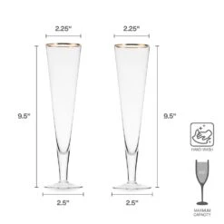MIKASA Trumpet Gold Set Of 2 Champagne Flute Glasses -Tableware Shop Trumpet Set of 2 Gold Band Flute Glasses 5312427 4