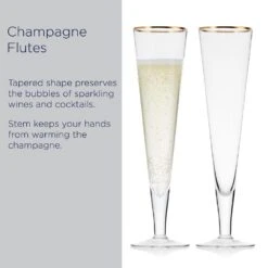 MIKASA Trumpet Gold Set Of 2 Champagne Flute Glasses -Tableware Shop Trumpet Set of 2 Gold Band Flute Glasses 5312427 7