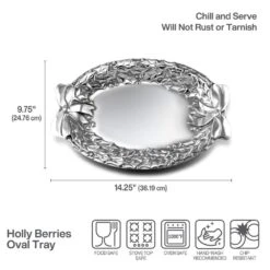 Holly Berries Oval Serving Tray -Tableware Shop Wilton Armetale Holly Berries Oval Tray 254054 4