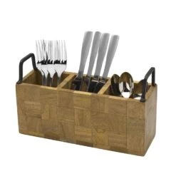 Avery Checkered Flatware Wood Caddy -Tableware Shop avery checkered flatware wood caddy 5276722 1
