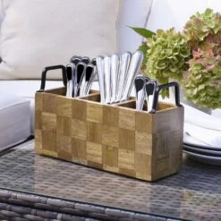 Tableware Shop -Tableware Shop avery checkered flatware wood caddy 5276722 2