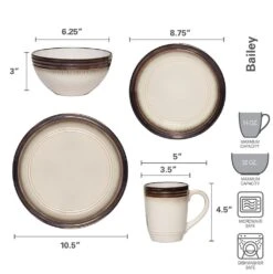 Bailey 16 Piece Dinnerware Set, Service For 4 -Tableware Shop bailey 16 piece dinnerware set service for 4 5261862 5