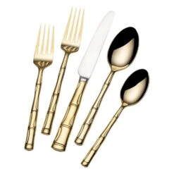 Bamboo Gold 20 Piece Flatware Set, Service For 4