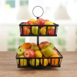 Band And Stripe 2 Tier Rotating Fruit Storage Basket -Tableware Shop band and stripe 2 tier rotating fruit storage basket 5273987 2