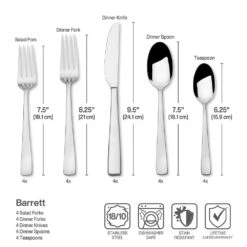 MIKASA Barrett 20 Piece Flatware Set, Service For 4 -Tableware Shop barrett 20 piece flatware set service for 4 5303243 5