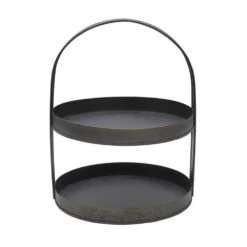 Black Galvanized 2 Tier Serving Tray