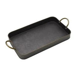 Black Galvanized Rectangular Tray With Handles