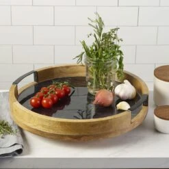 Black Marble Lazy Susan Serve Tray -Tableware Shop black marble lazy susan serve tray 5298047 3