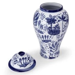 MIKASA Landscape Decorative Canister Vase -Tableware Shop blue and white landscape round ceramic storage ginger jar canister 5289425 2