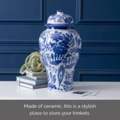 MIKASA Landscape Decorative Canister Vase -Tableware Shop blue and white landscape round ceramic storage ginger jar canister 5289425 4