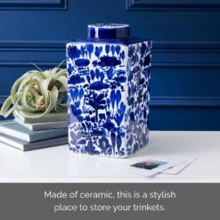 MIKASA Landscape Decorative Square Ginger Jar Canister -Tableware Shop blue and white landscape square ceramic storage ginger jar canister 5288409 3