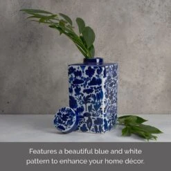 MIKASA Landscape Decorative Square Ginger Jar Canister -Tableware Shop blue and white landscape square ceramic storage ginger jar canister 5288409 4