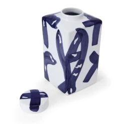MIKASA Paint Stroke Decorative Square Ginger Jar Canister -Tableware Shop blue and white paint stroke square ceramic storage ginger jar canister 5288411 2