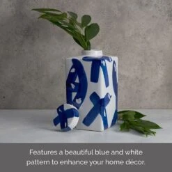 MIKASA Paint Stroke Decorative Square Ginger Jar Canister -Tableware Shop blue and white paint stroke square ceramic storage ginger jar canister 5288411 4