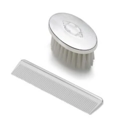 Boys Oval Shield Sterling Brush Comb Set