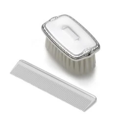 Boys Shield Military Pewter Brush Comb Set